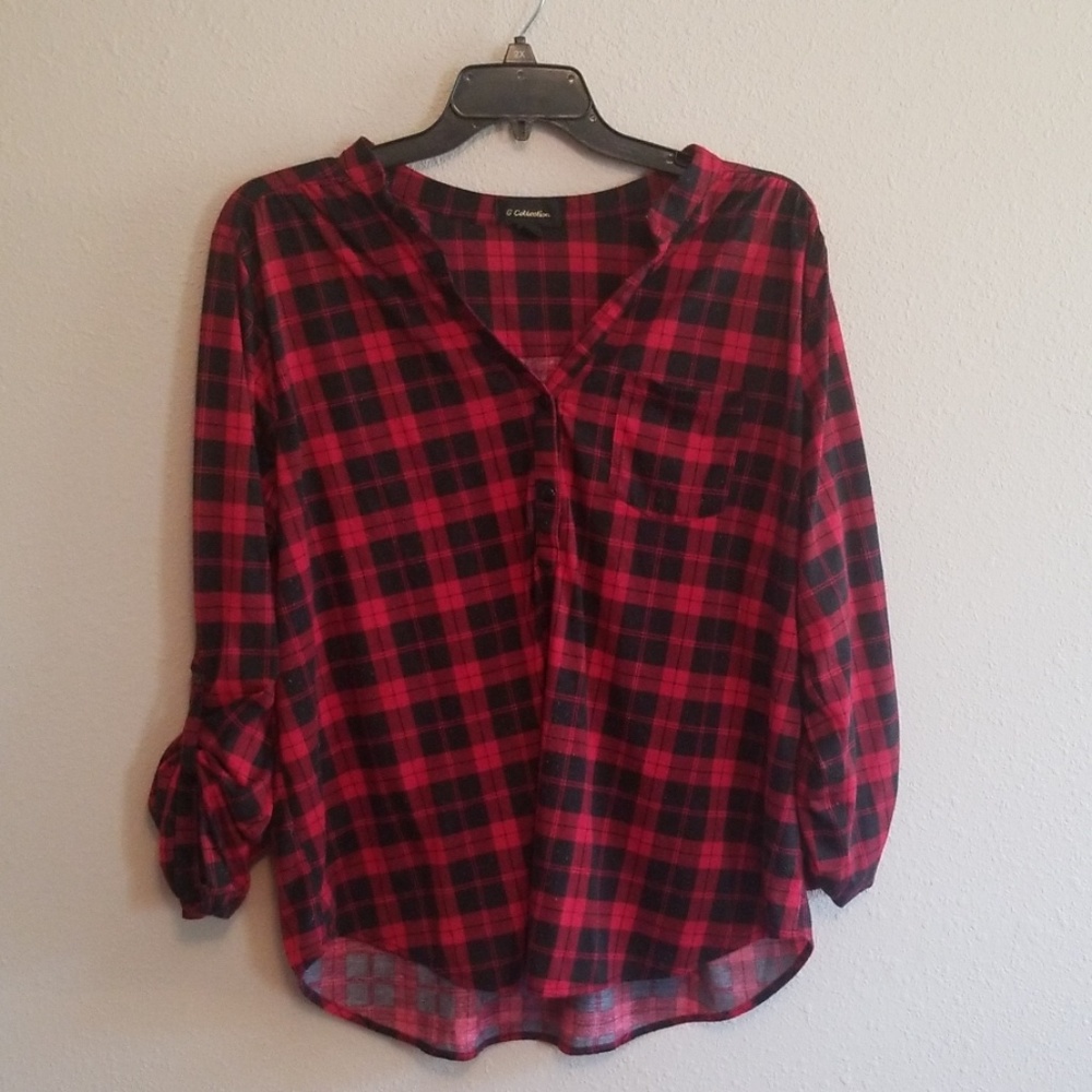Black and Red Plaid Top